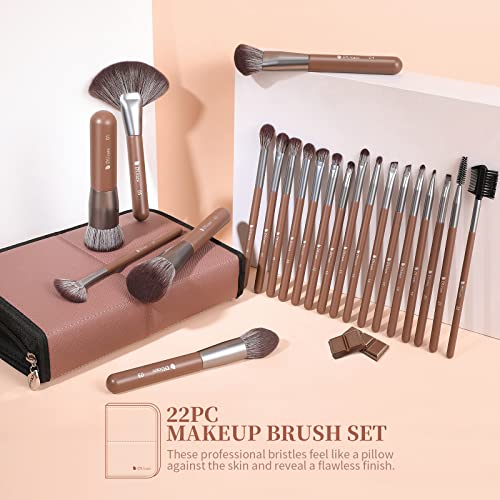 DUcare Makeup Brushes Professional with Bag 22Pcs Makeup Brush Set Premium Synthetic Kabuki Foundation Blending Brush Face Powder Blush Concealers Eye Shadows with Case