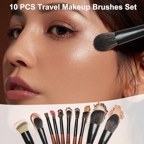 Makeup Brush Set, 10Pcs Makeup Brushes Set Professional, Premium Synthetic Powder Foundation Eyeshadow Highlight Lip Blending Eyebrow Liner Travel Makeup Brush Set