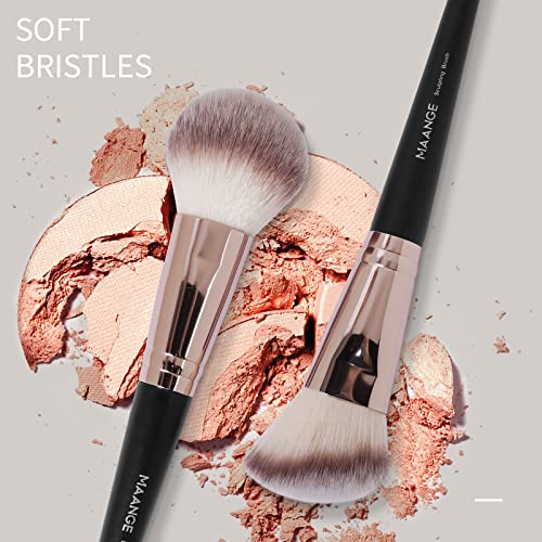 Makeup Brushes with Case, MAANGE 18 Pcs Professional Makeup Brush Set Premium Synthetic Face Kabuki Brush Kit Foundation Blush Powder Eyeshadow Brushes Set Christmas Gift(Coffee)