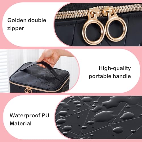 Uross Nail Polish Organizer Bag Holds 30 Bottles Nail Polish & Nail Kit -Nail Polish Storage Organizer Bag Nail Supplies Organizer Case for Nail Tech - Black