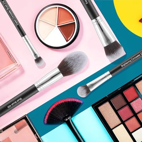 Makeup Brush Set 4PCS Professional Makeup Brushes for Foundation, Blush, Eyeshadow & Under Eye Concealer Blending – Portable Cosmetic Kit with BlackTravel Case for Daily Touchups