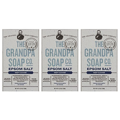The Grandpa Soap Company Epsom Salt Bar Soap - Deep Cleansing Soap, Made with Epsom Salt and Baking Soda, Removes Dirt Grease an