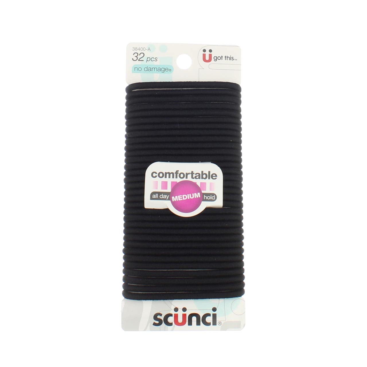 Scunci Bright Colors Comfortable Elastics For All Day, Pink/Purple/Green, Medium, 1 Pound