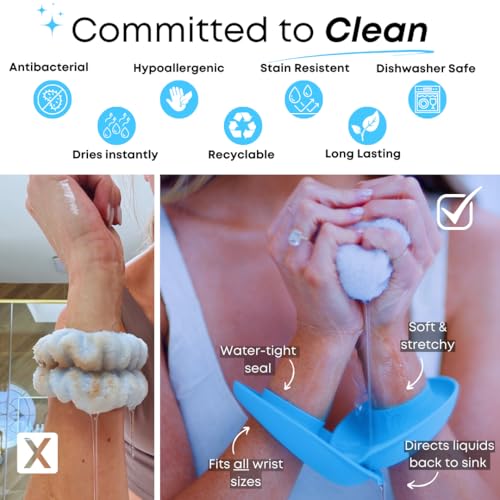 LiquiBands Face Washing Wristbands – No More Wet Sleeves - Silicone Spa Bands to Catch Water Drips – Travel Accessory, Esthetician Essential, & Teen Gift for Skincare Routine (Blush Pink, 1 Pair)
