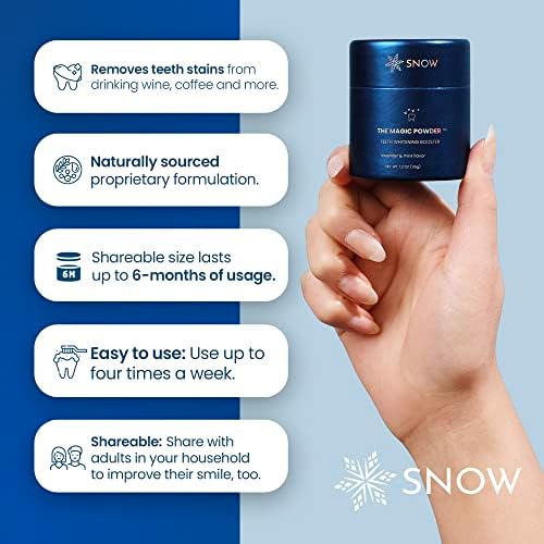 SNOW Magic Toothpaste Whitening Booster Powder - Teeth Whitening & Brightening Powder - Oral Care with Calcium Carbonate and Hydroxyapatite, Great Addition to Teeth Kits Lavender & Mint Flavor, 18g
