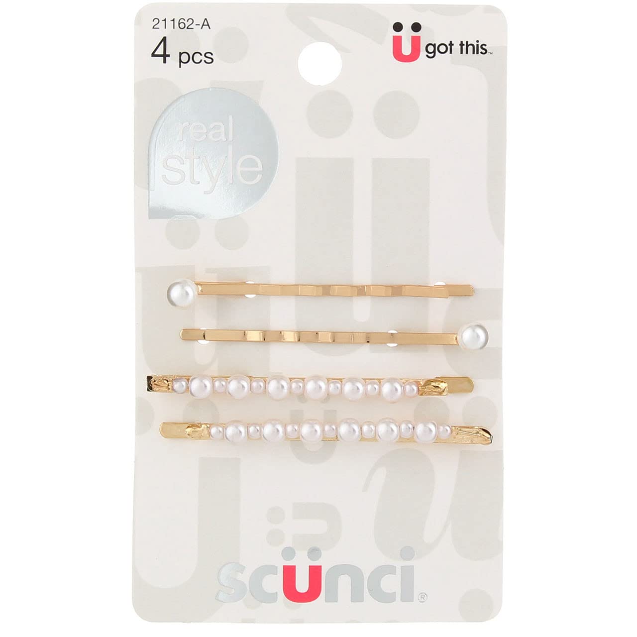 Scunci, Real Style, Pearl Bobby Pins, 4 Pieces