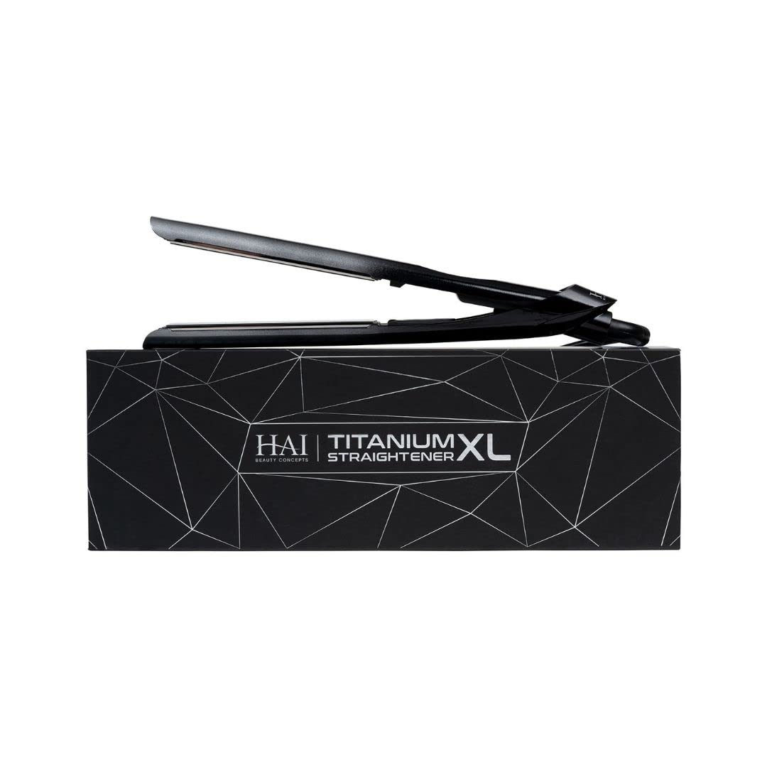 Titanium Xl Professional Flat Iron By Hai - Extra Long Plates - Hair Straightener With Ionic Generator For Faster Styling