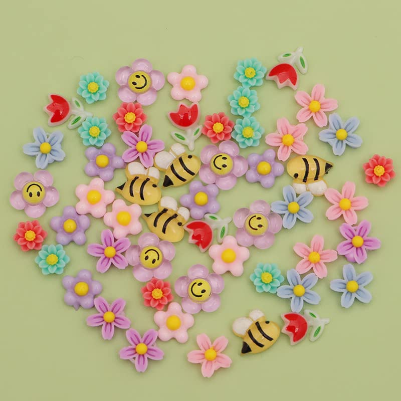 1 Pack of 250pcs Cute & Sweet 3D Nail Charms for Acrylic Nails, Perfect for Nail Art Decorations & DIY Accessories Crafts,Flower Bee Pineapple Bear Charms for Nail (#1-multi-color)