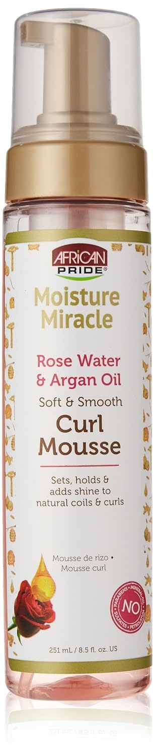 African Pride Curl Mousse Rose Water And Argan Oil 8.5 Ounce (251Ml)