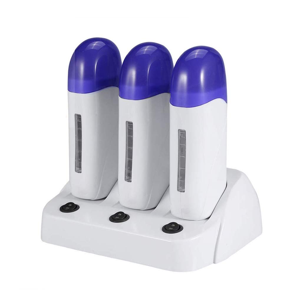 Nynelly Portable Triple Depilatory Roll on Wax Warmer with Heater Base for Women Men Hair leg,Armpit,Bikini