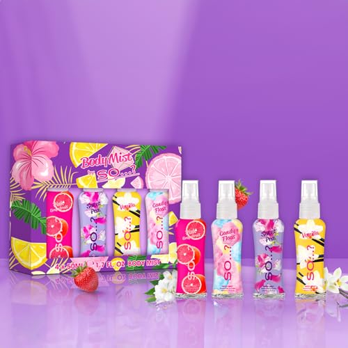 So…? Body Mist Set - Body Spray for Women - Cruelty Free, Vegan Perfumes for Women - 650 to 1000 Sprays - Travel Size Gift Set - 4 pcs