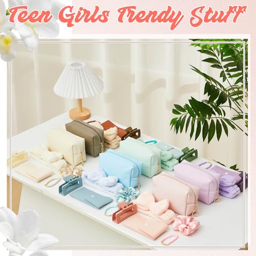 Zeyune 36 Pcs Gifts Sets Bulk for Teen Tween Women Preppy Party Favors Sets Preppy Makeup Bag Hair Pin Scrunchies Headbands Bracelets Trendy Stuff Gift for Women Friend Birthday(Vivid Colors)
