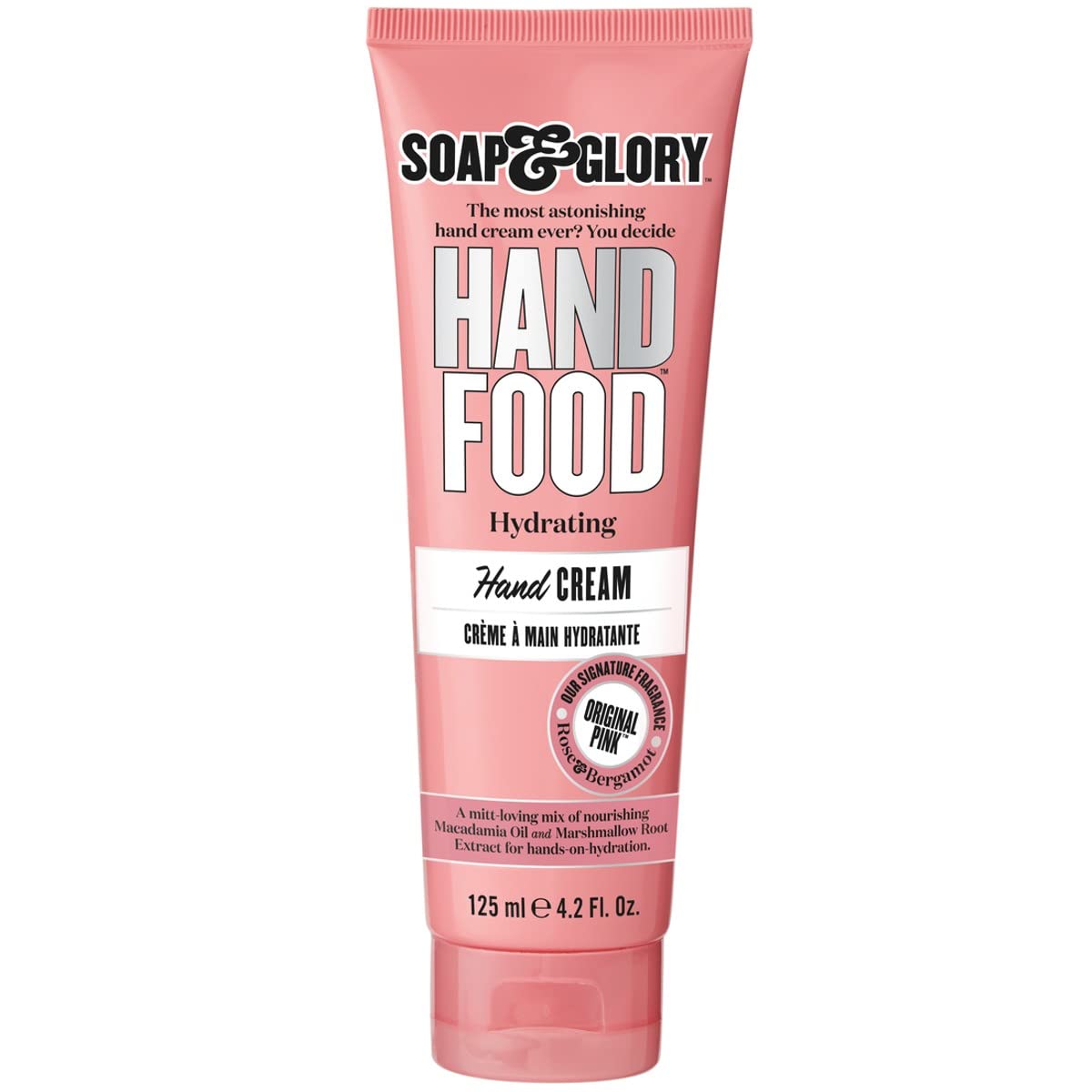 Soap & Glory Hand Food Hand Cream - Almond Oil + Shea Butter Hydrating Cuticle & Hand Moisturizer - Rose & Bergamot Scented Hand