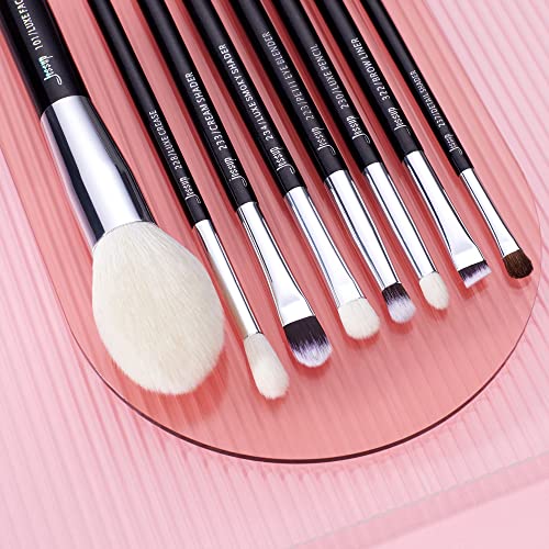Jessup 25pcs Professional Makeup Brush Set Foundation Powder Concealer Eyeshadow Blending Blush Highlighter Natural-Synthetic Hair Brushes (Black/Silver)