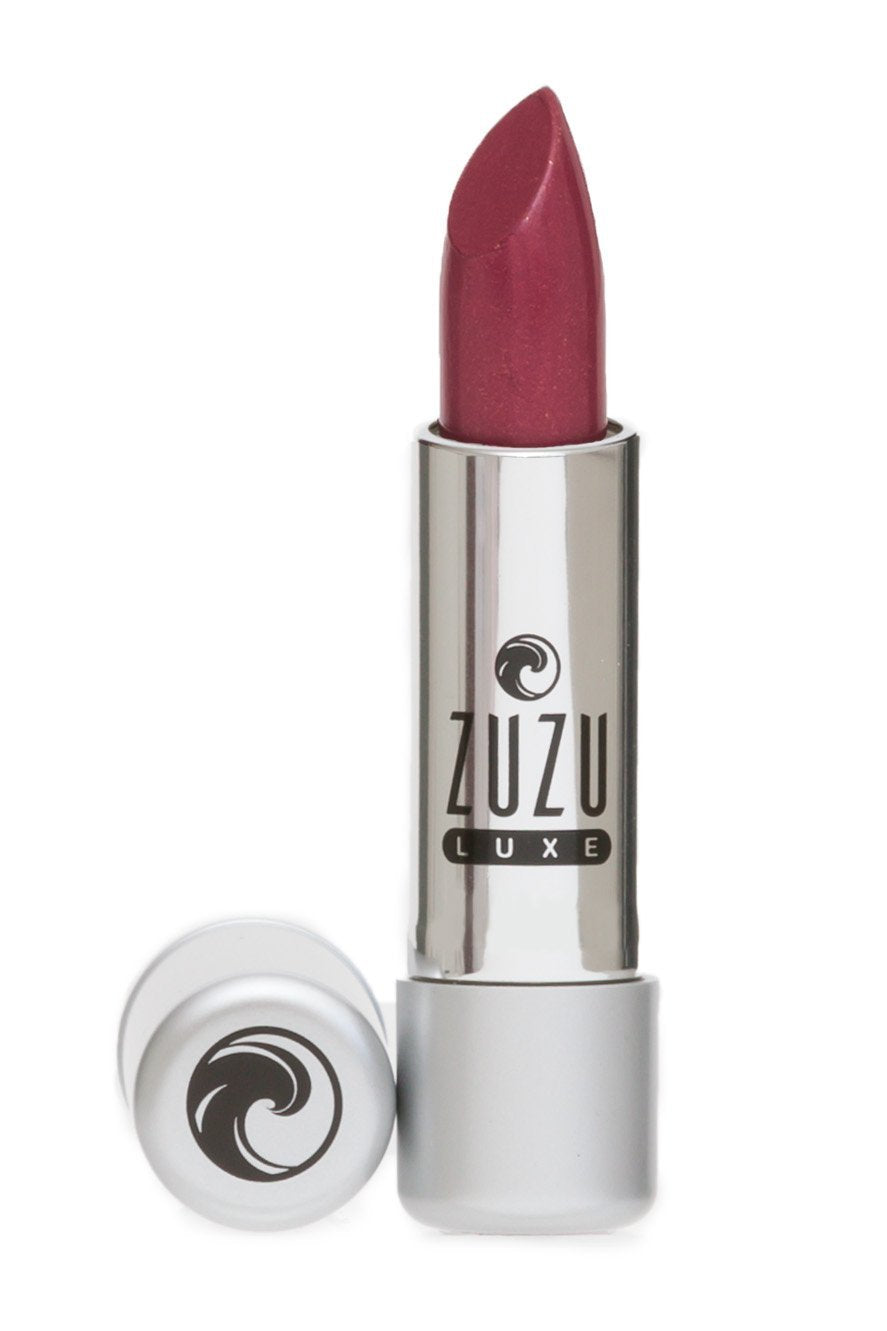 Zuzu Luxe Lip Color Lipstick (Indulgence - Reddish Plum/Warm Shimmer), Natural Ultra-Hydrating Lipstick, Paraben Free, Vegan, Gl