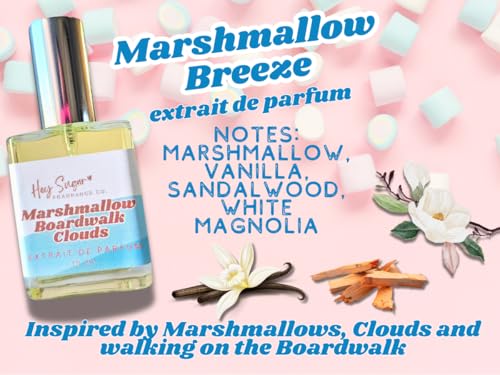 Marshmallow Breeze Perfume, 15ml Travel Spray, Sweet Vanilla Marshmallow & Beach Air Fragrance, Extrait de Parfum