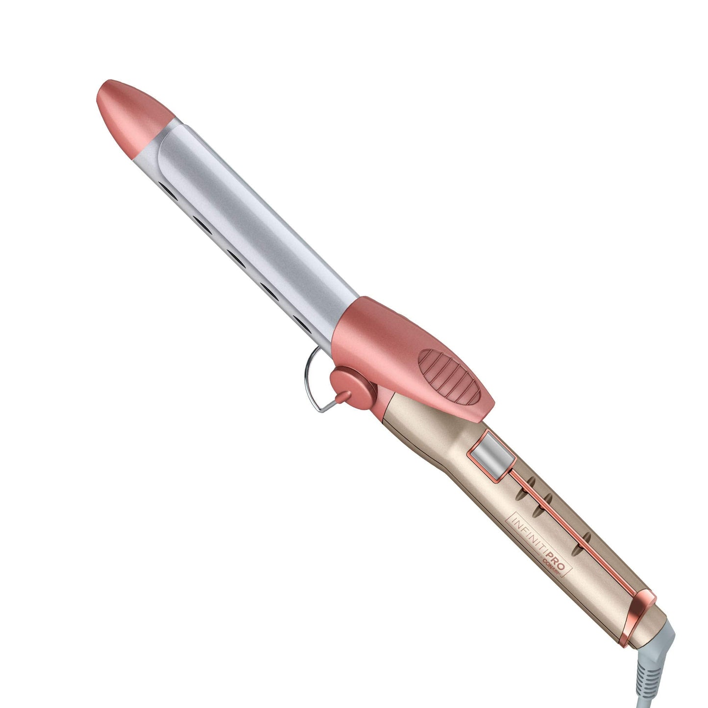 INFINITIPRO BY CONAIR Frizz Free 1-inch Titanium Ceramic Curling Iron, 1-inch barrel produces classic curls - for use on short,