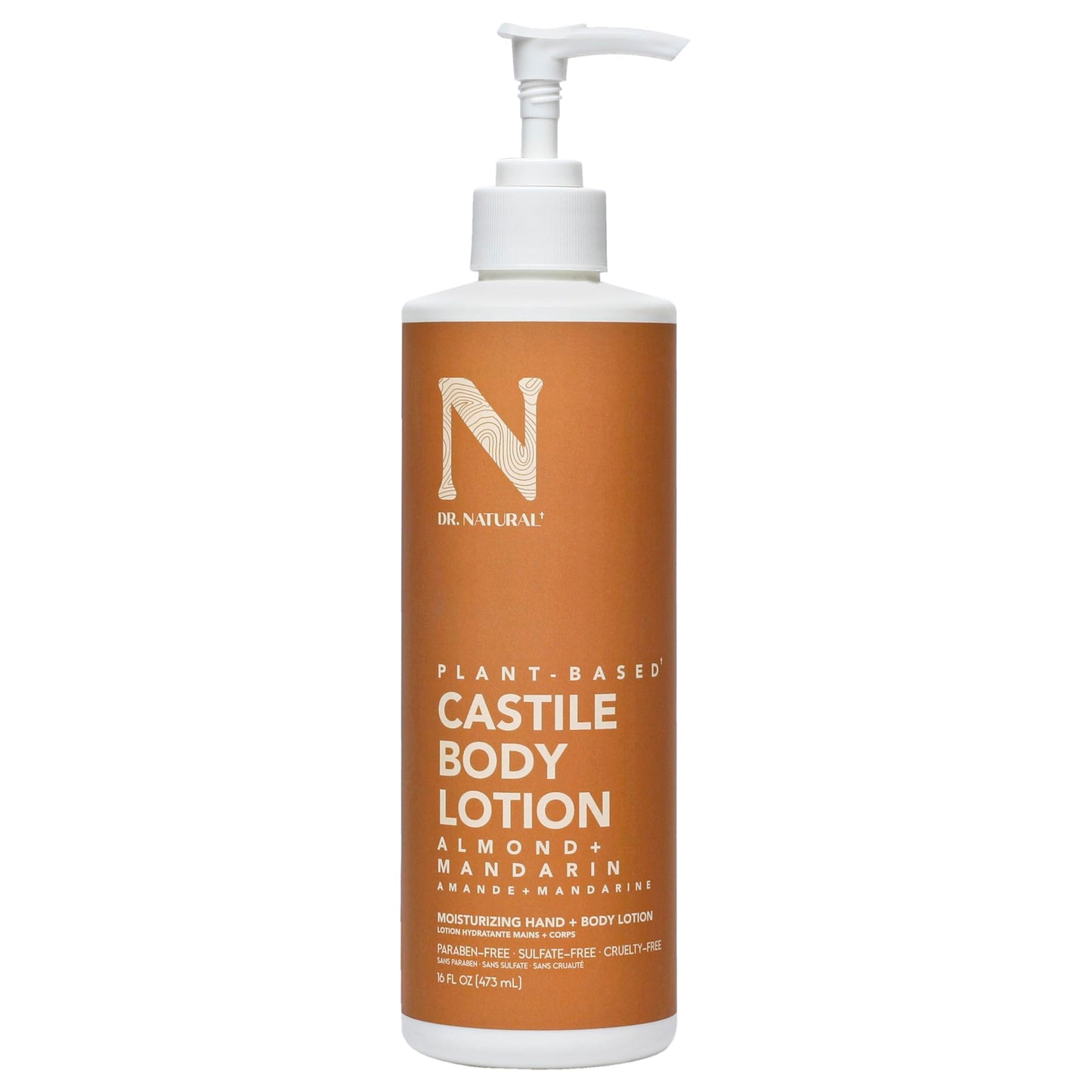 Dr. Natural Castile Body Lotion, Almond, 16 Oz - Plant-Based - Paraben-Free, Sulfate-Free, Cruelty-Free - Made With Organic Shea