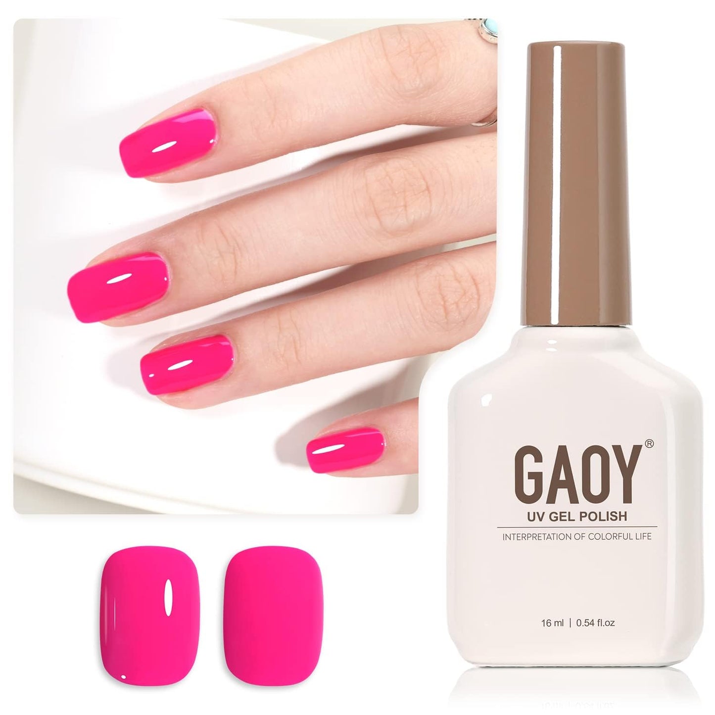 Gaoy Hot Pink Gel Nail Polish, 16Ml Soak Off Uv Light Cure Gel Polish For Nail Art Diy Manicure At Home, Color 1527