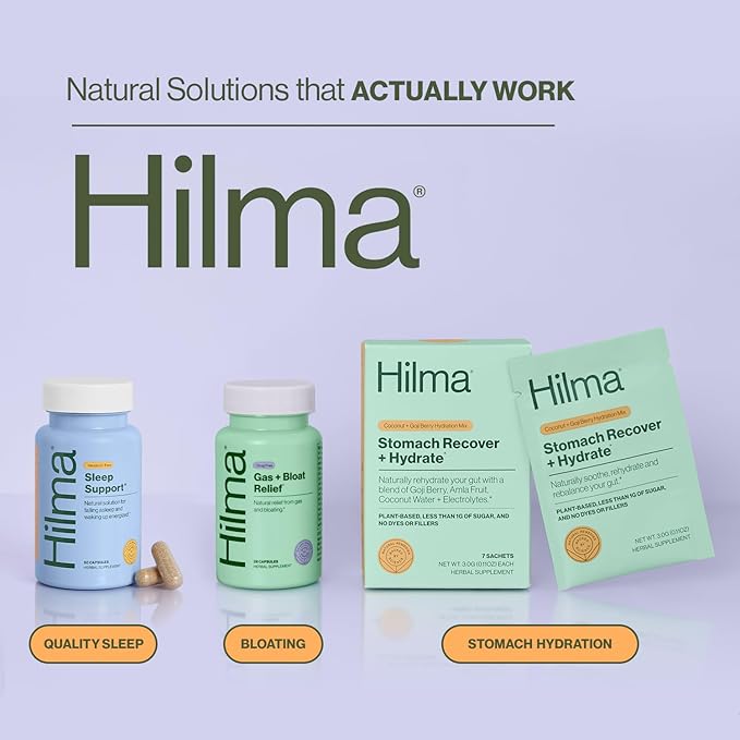 Hilma Sleep Aid Formulated with Magnesium & L-Theanine, Natural Sleep Aids for Adults to Help You Fall Asleep and Stay Asleep Melatonin-Free, Non-Drowsy Next Day Formula, 50 Vegan Capsules