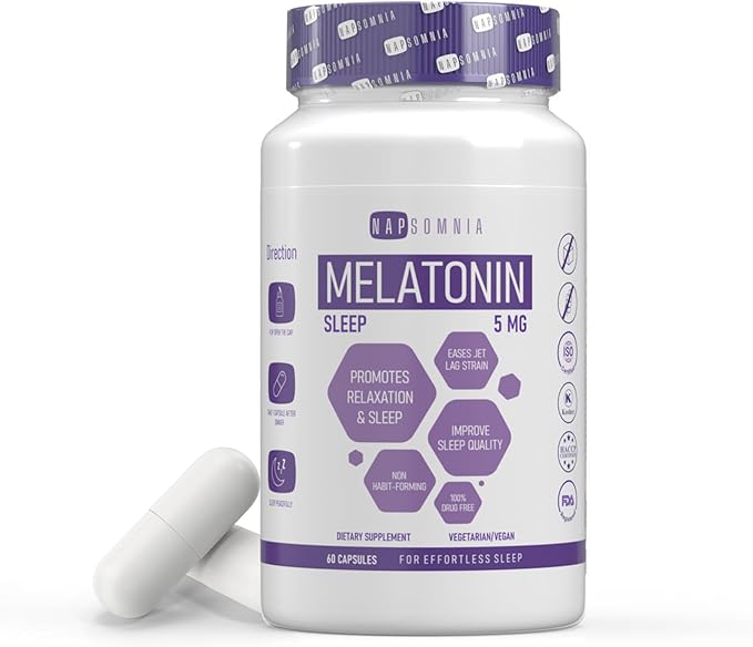 Melatonin for Sleeping for Men & Women - Sleep Melatonin w/Valerian Root Extract - Vegan Melatonin Capsules - Sleep Aid for Adults - Deep Sleep Supplements to Ease Jet Lag Strain (5 Mg)