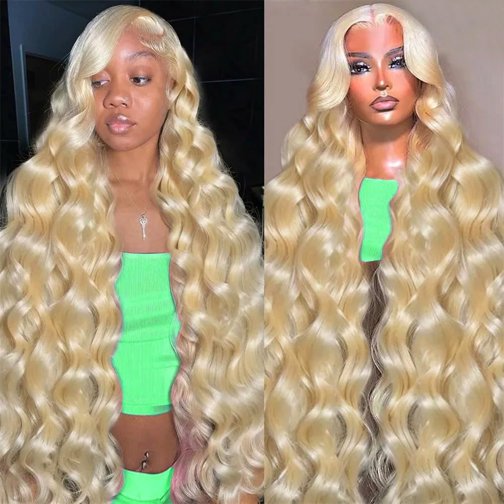 Sweetie 38 Inch 613 13X4 Lace Front Wig Human Hair 200% Density 12A Blonde Wig Human Hair Body Wave Lace Front Wigs Human Hair F