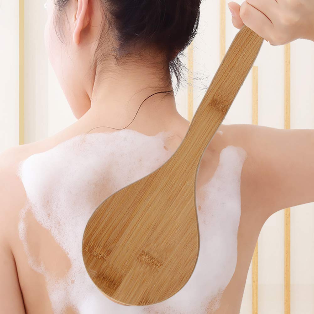 Long Handle Shower Back Brush, Natural Bristles Bathing Scrubber Massager Exfoliating Brush Body Cellulite Brush For Dry Wet Ski