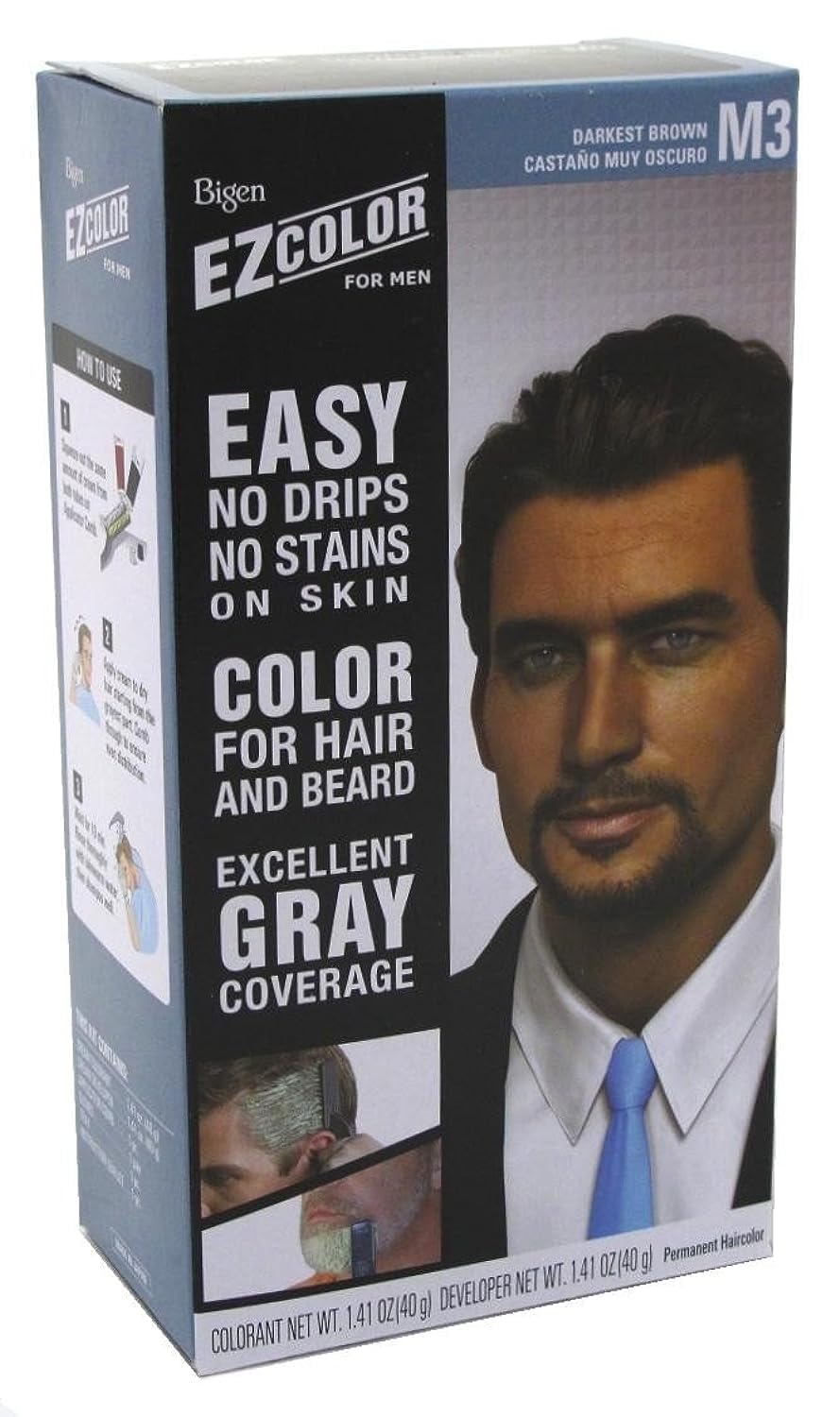 Bigen Ez Color For Men, Real Darkest Brown 1 ea (Pack of 3)