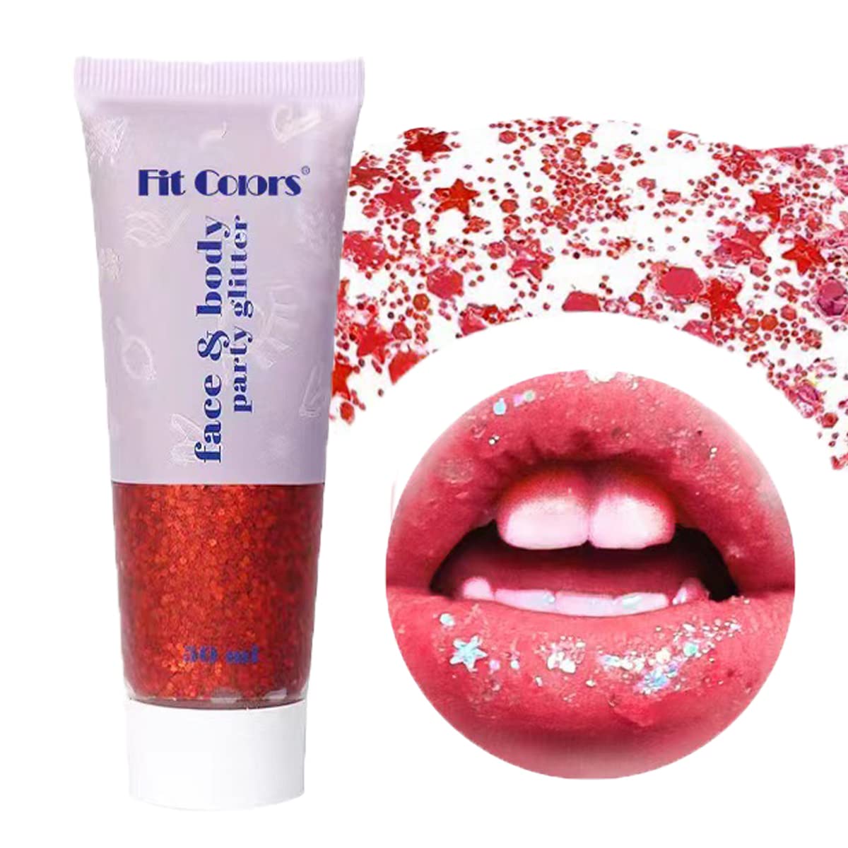 Paminify Red Face Glitter Gel,Halloween Singer Concerts Rave Accessories,Music Festival Body Glitter Gel,Christmas Sequins Face Glitter Paint Makeup,Sparkling Hair Chunky Glitter for Women,50ML