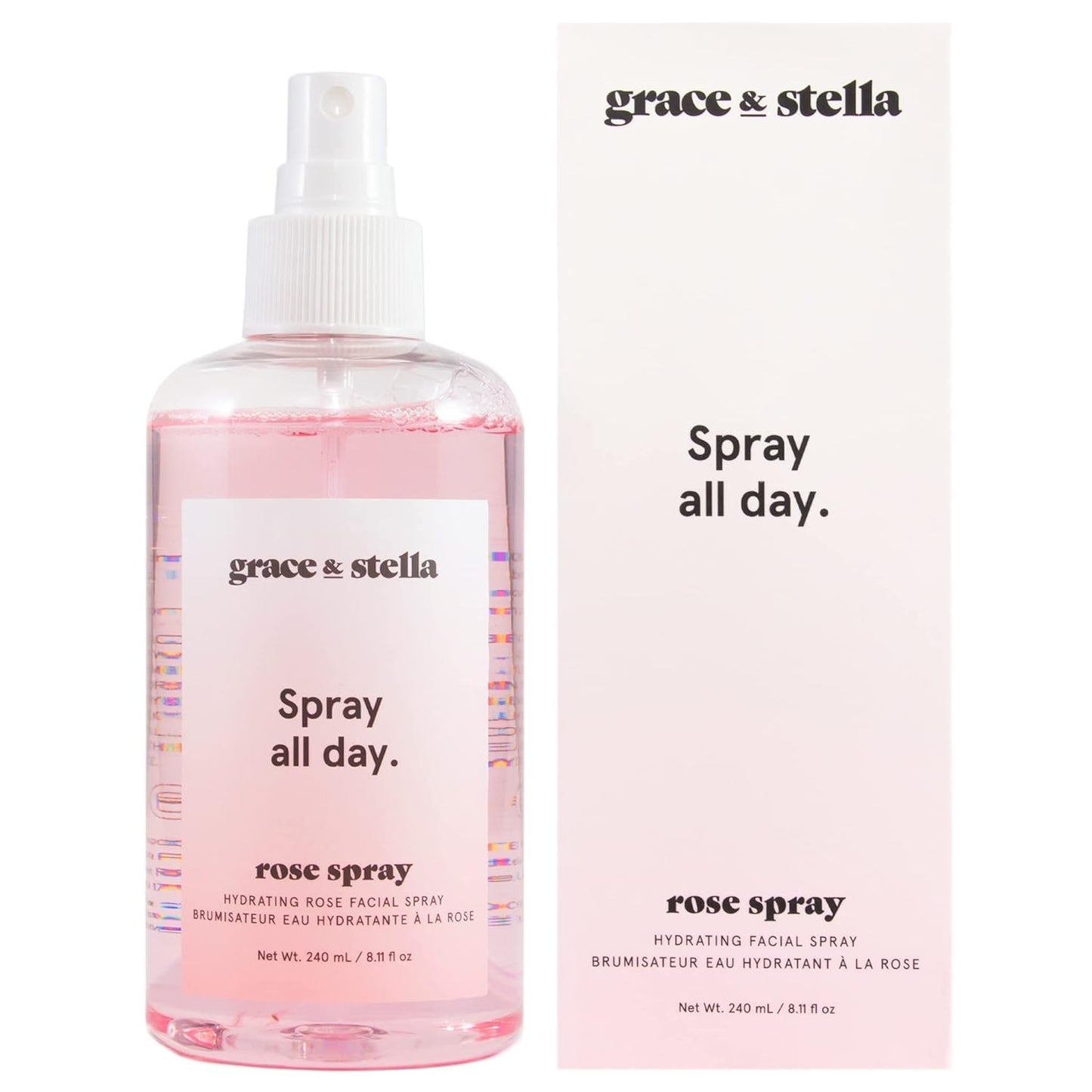 Grace & Stella Award Winning Rose Water Facial Spray (240Ml) - Vegan - Rose Water Spray For Face - Rosewater Spray Toner Rose Hy