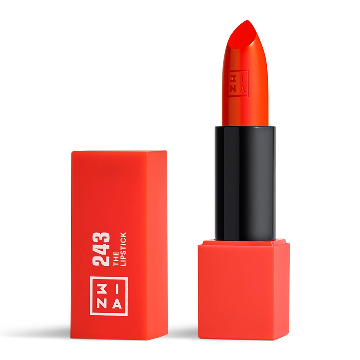 3Ina Makeup - Vegan - Cruelty Free - The Lipstick 243 - Shiny Orange Lipstick - 5H Lasting Lipstick - Highly Pigmented - Shinny