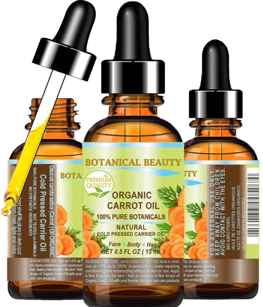 Botanical Beauty CARROT SEED OIL ORGANIC 100% Pure VIRGIN UNREFINED Undiluted Cold Pressed Carrier Oil 0.5 Fl.oz.- 15 ml. For Sk