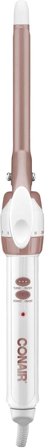 Conair Double Ceramic 1-Inch Curling Iron | Classic Curls | White/Rose Gold