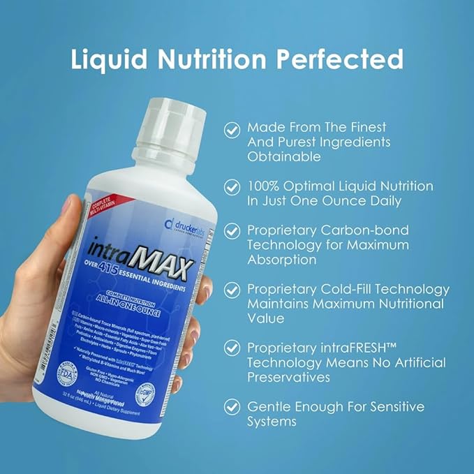 IntraMAX 2.0 Organic Liquid Multivitamin, Non GMO, Dairy Free, Gluten Free, Magnesium, Vitamin D, C and E, Zinc (32 oz., Peach Mango)