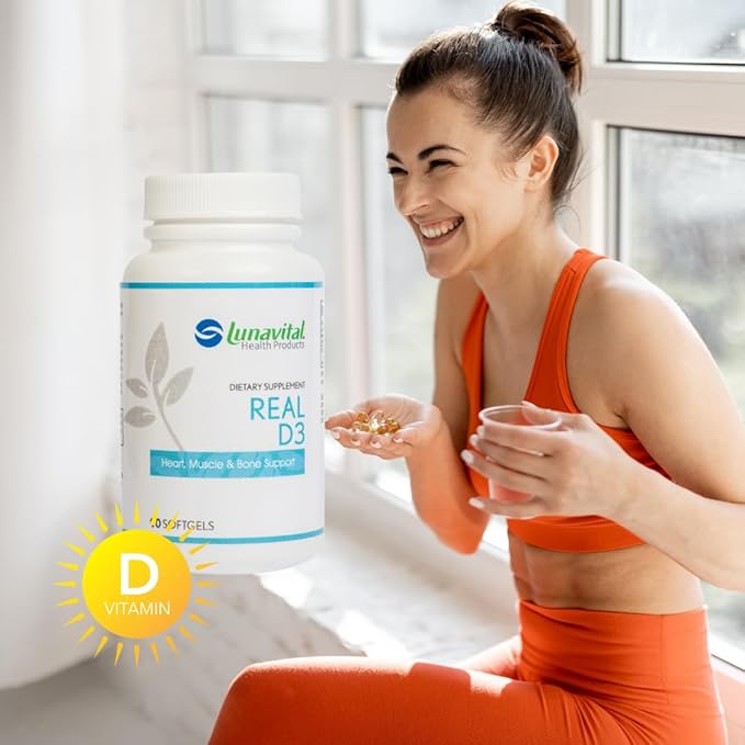 Lunavital Real D3 (10,000UD), Heart, Muscle & Bone Support, 90 Softgels