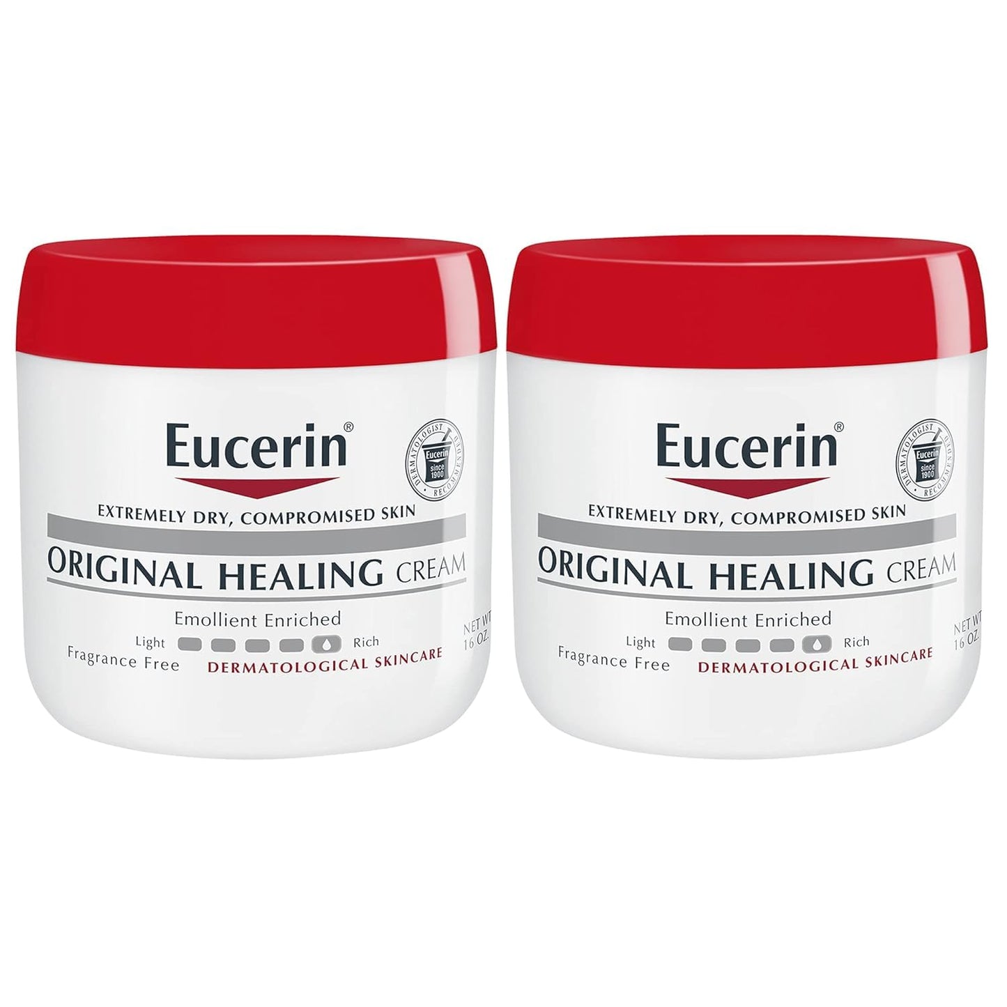 Eucerin Original Healing Cream, Fragrance Free Body Cream For Dry Skin, 2 Pack Of 16 Oz Jars