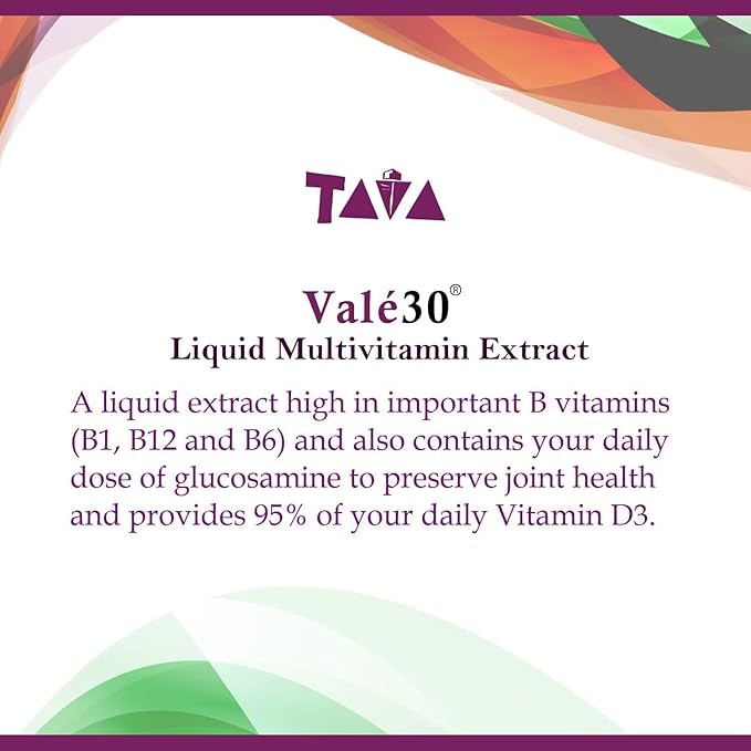 TAVA Liquid Vitamins, Valé30® a Liquid Multivitamin for Men, Women, and The Whole Family, Energy Supplements for 30 Days with Vitamin A and Vitamin B Complex - The Perfect Boost Drink for Everyone.
