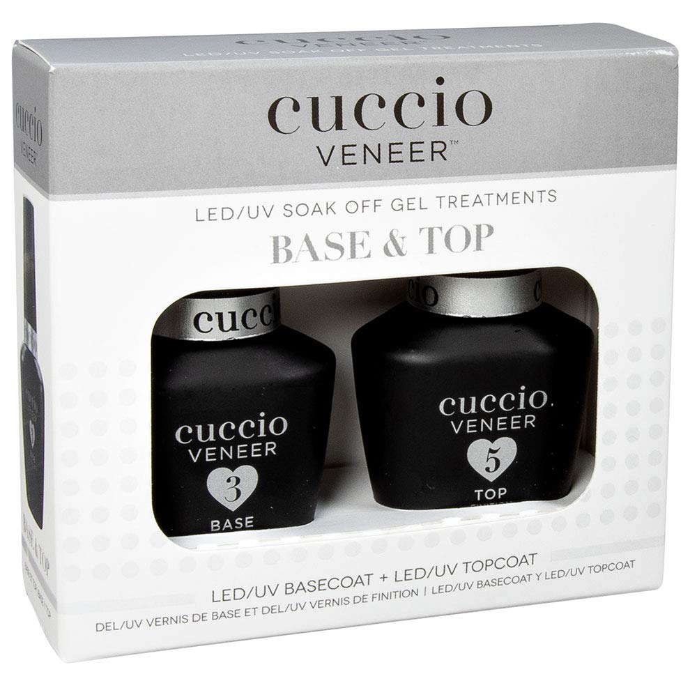 Cuccio Veneer Base & Top Gel Kit - Professional LED/UV Soak-Off Gel Nail Polish Set - High-Gloss Finish - Long-Lasting Wear - In