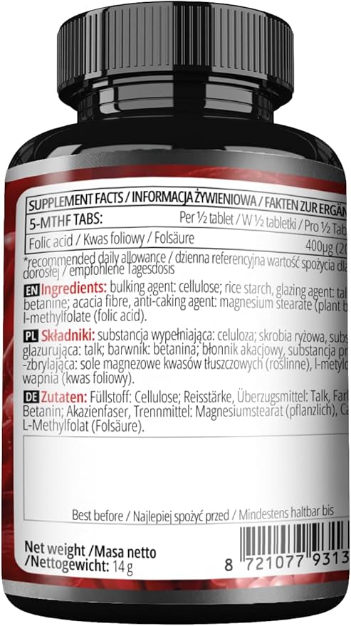 APOLLO'S HEGEMONY 5-MTHF Tabs - 400 µg L-methylfolate per Serving - 60 Tablets - 4 Month Supply - Supports Psychological Functions and Reduces Fatigue - Dietary Supplement