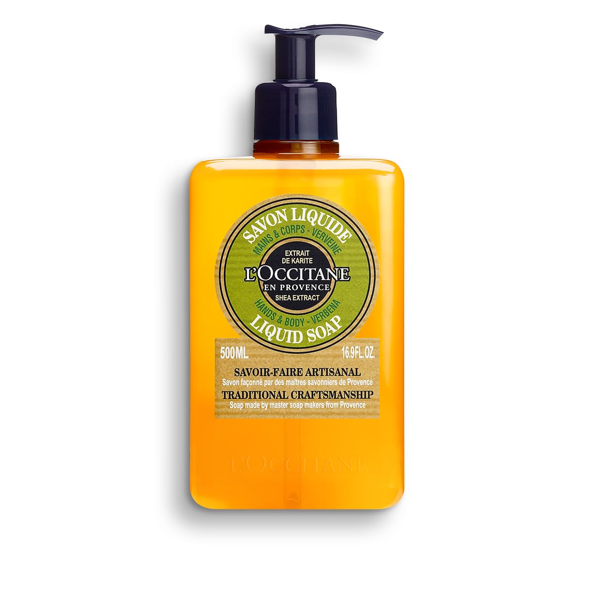 Shea Hands & Body Verbena Liquid Soap 16.9 Oz: Cleanse, Refreshing Lemony Scent, Infused With Shea Extract To Soften, Artisinal