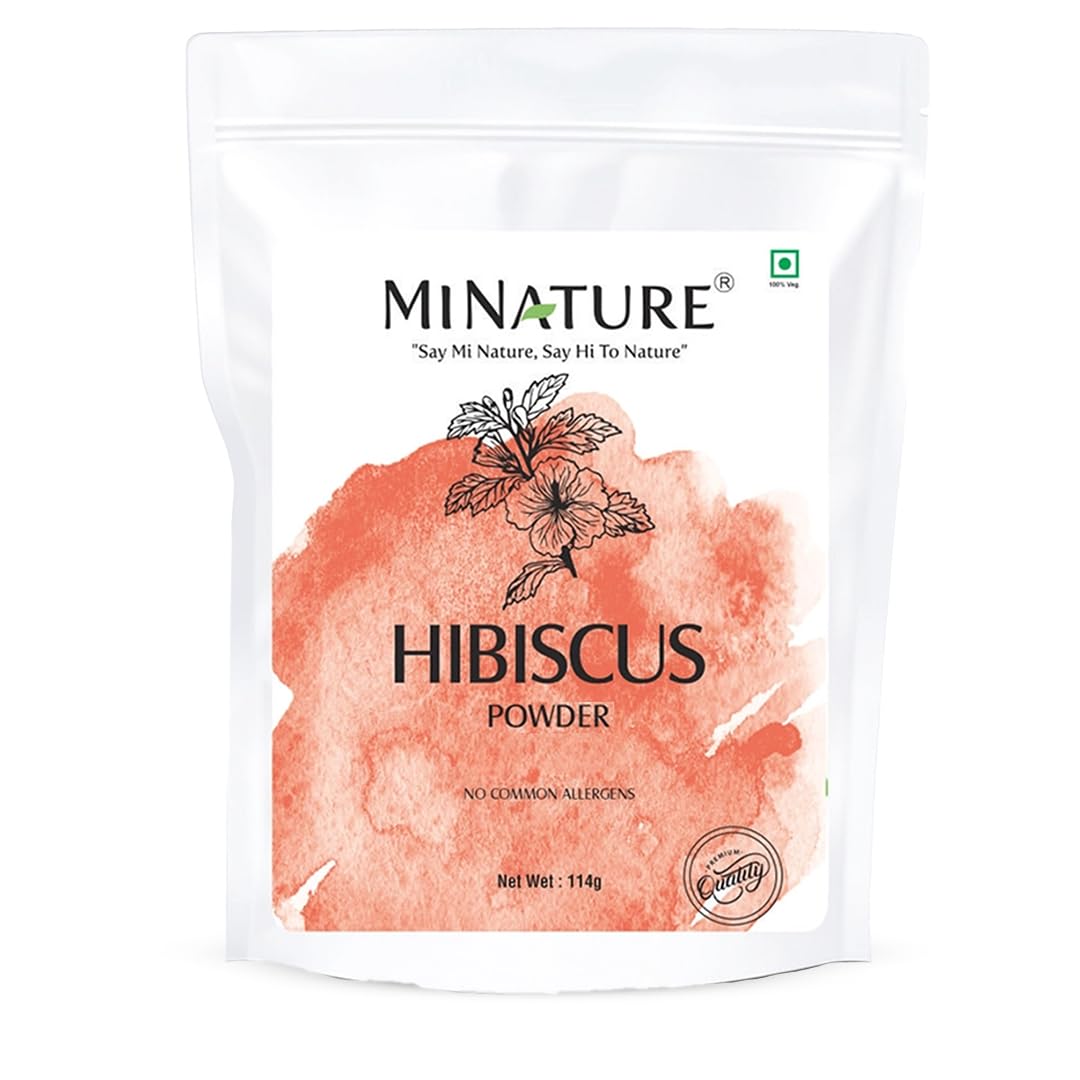 Hibiscus Powder (Hibiscus Sabdariffa Flower Powder) by mi Nature | 114 g(4 oz) | Resealable Zip Lock Pouch