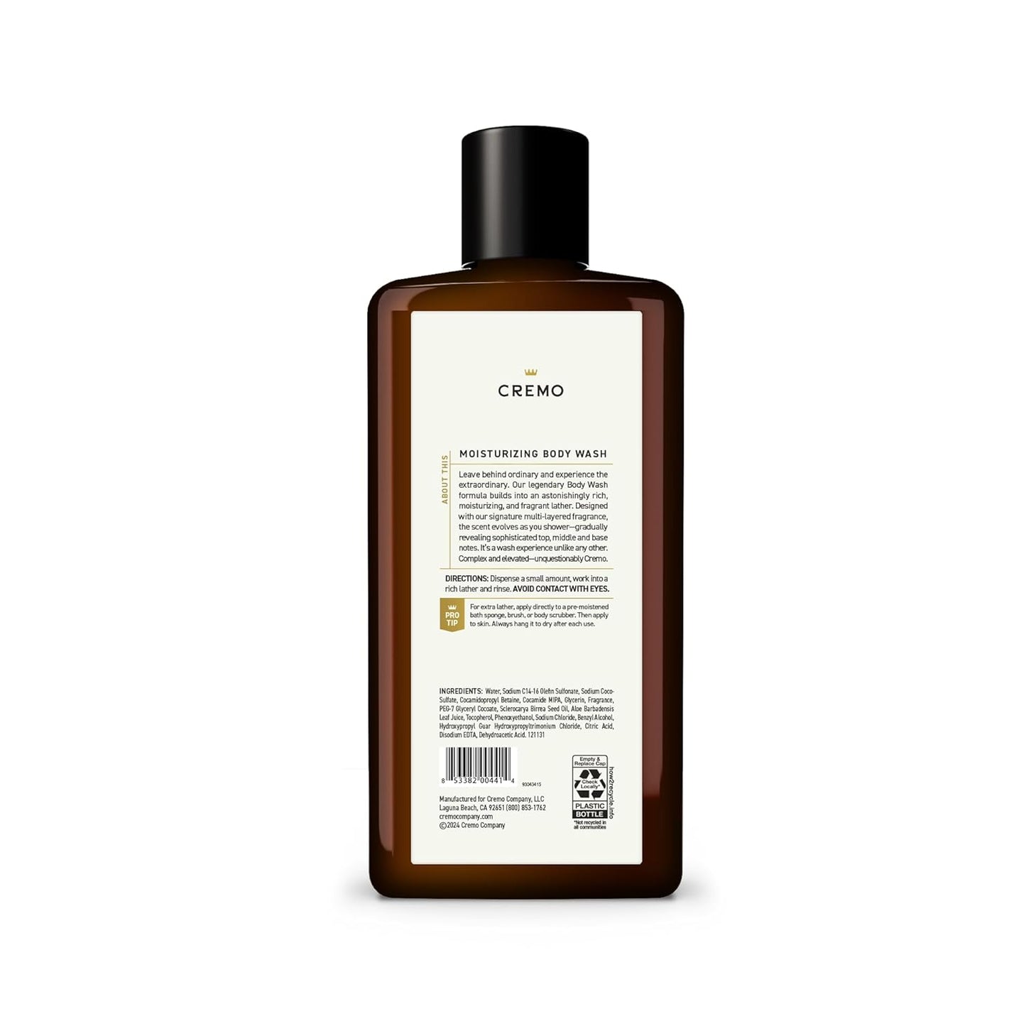 Cremo Body Wash for Men | Woodsy Scent with Lemon Peel & Cedar | 16 Fl Oz