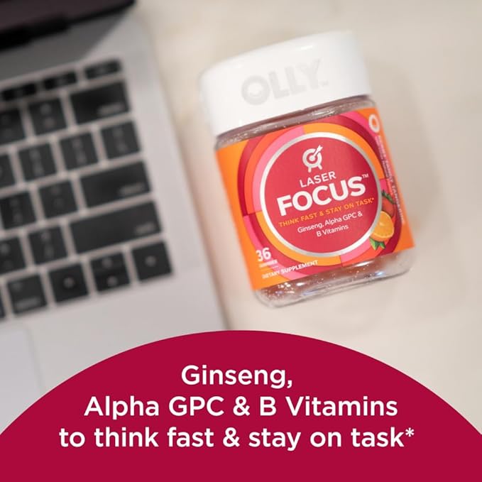 OLLY Laser Focus Ginseng Alpha GPC B Vitamins 36 Count & Active Immunity Elderberry 45 Gummies