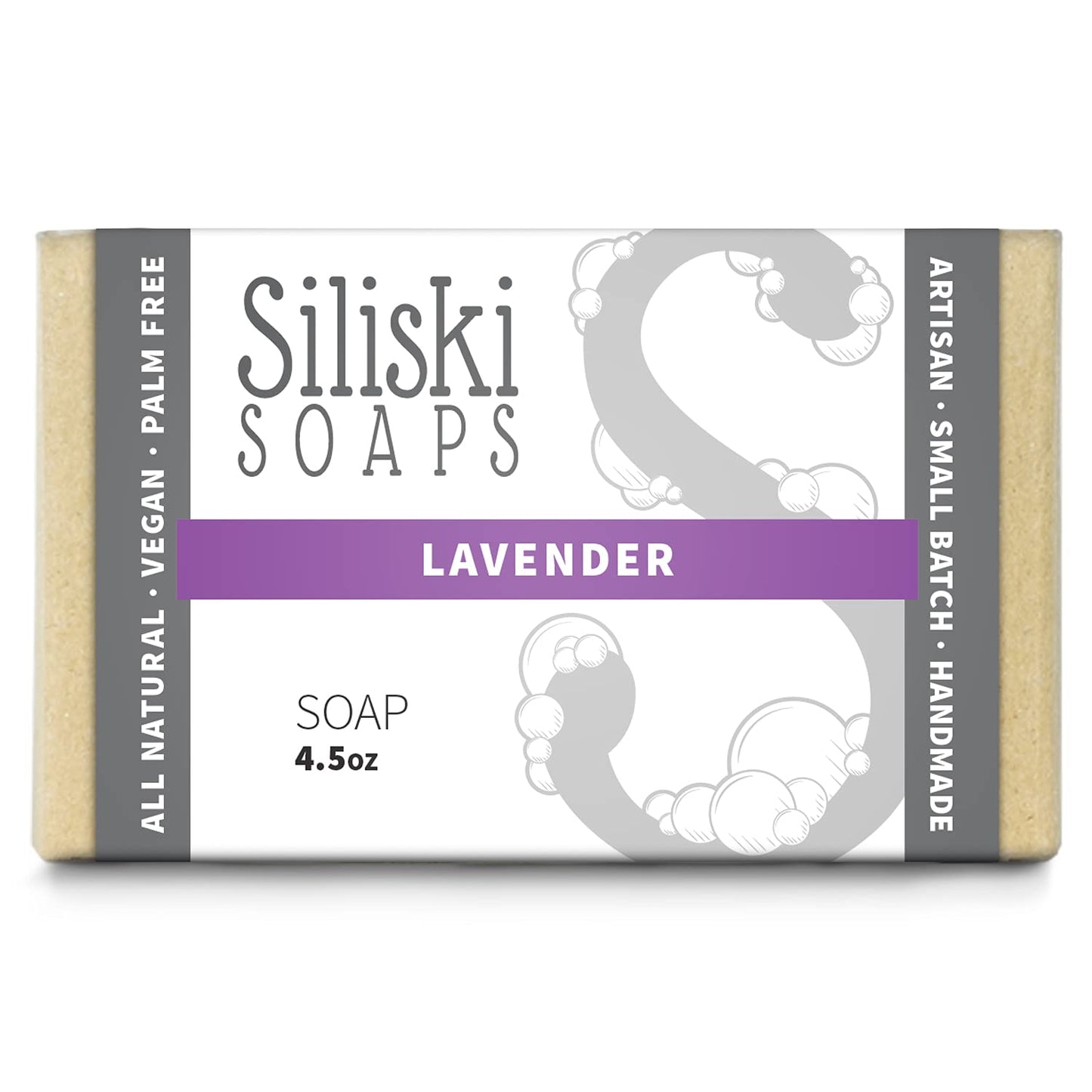 Siliski Soaps Simple Skincare, Hard, Gentle, Bath Soap, All Natural, Vegan And Palm Free - Lavender, 4.5 Oz