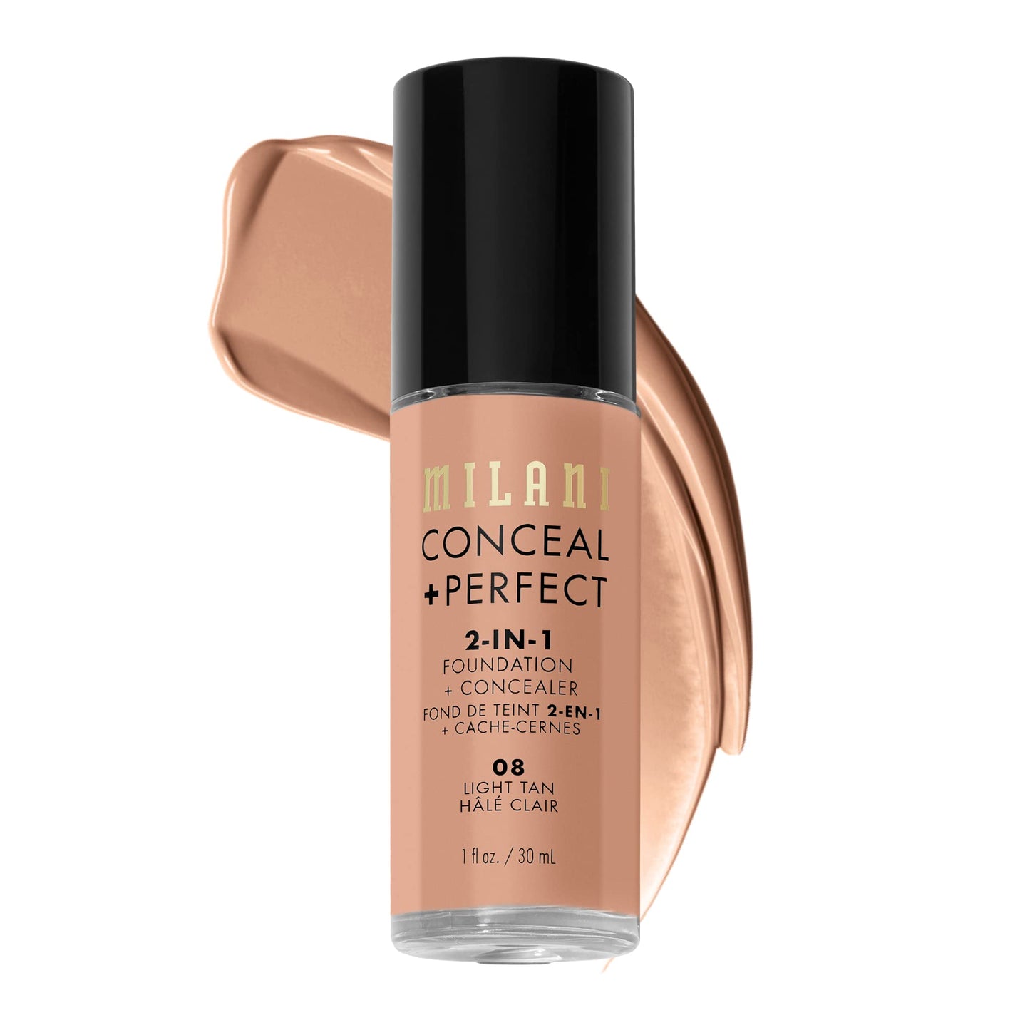 Milani Conceal + Perfect 2-in-1 Foundation + Concealer - Light Tan (1 Fl. Oz.) Cruelty-Free Liquid Foundation - Cover Under-Eye Circles, Blemishes & Skin Discoloration for a Flawless Complexion