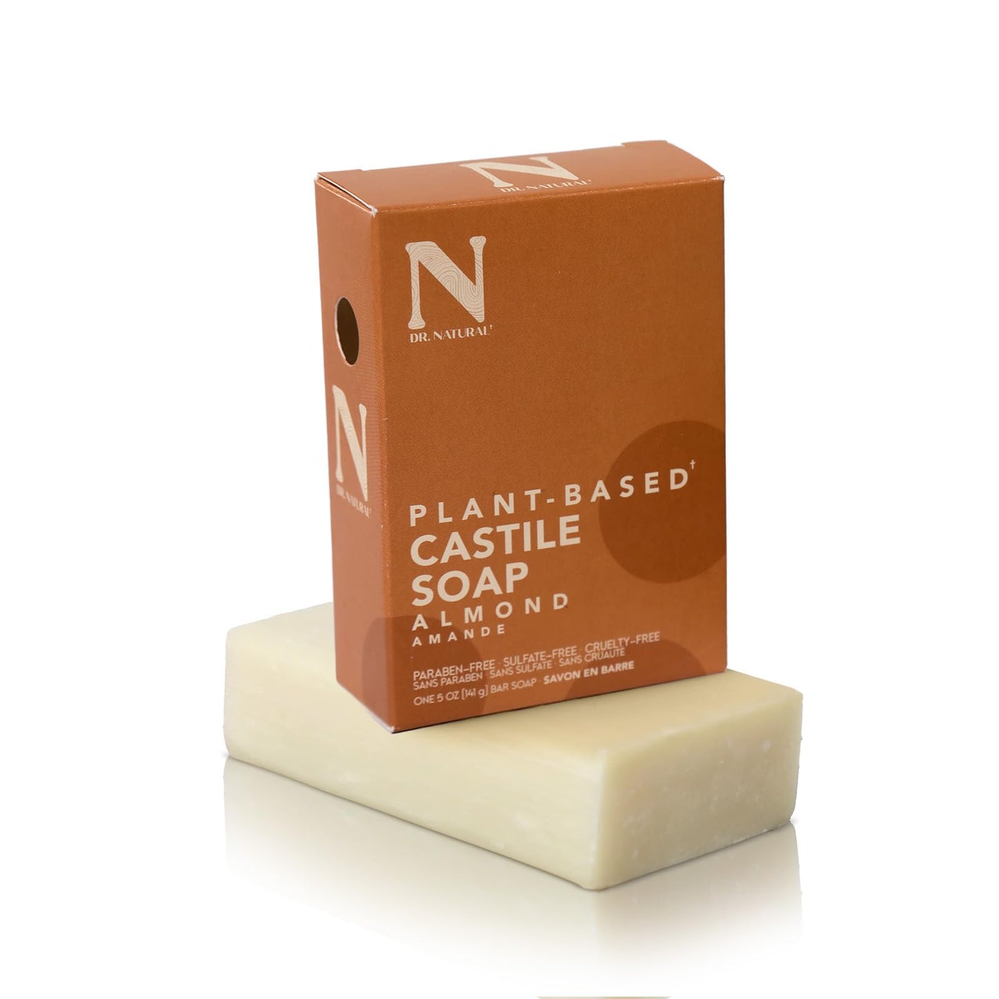 Dr. Natural Pure Castile Soap, Almond, 5 Oz - Plant-Based - Made With Shea Butter - Rich In Coconut And Olive Oils - Paraben-Fre