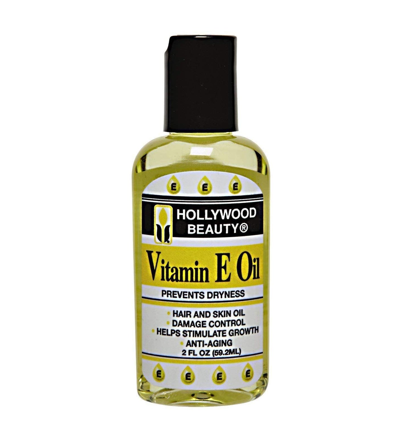 Hollywood Beauty Vitamin E Hair & Skin Oil, 2oz Bottle, Prevents Dryness for Hair and Skin, Stimulates Healthy Hair Growth, Repa