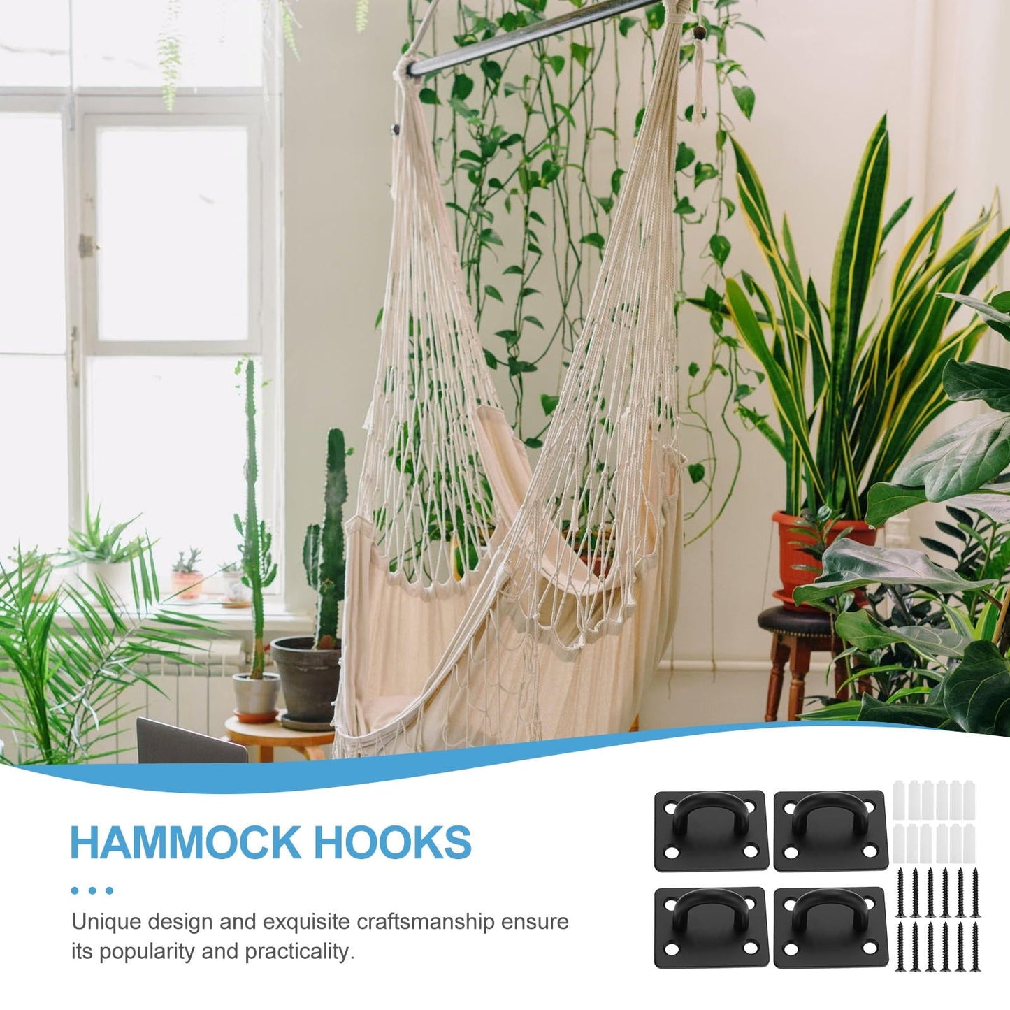 TEHAUX 1set Shaped Heavy Duty Hook Kit Hammock Hangers Includes Hooks Screws Expansion Plugs Easy To Install For Use