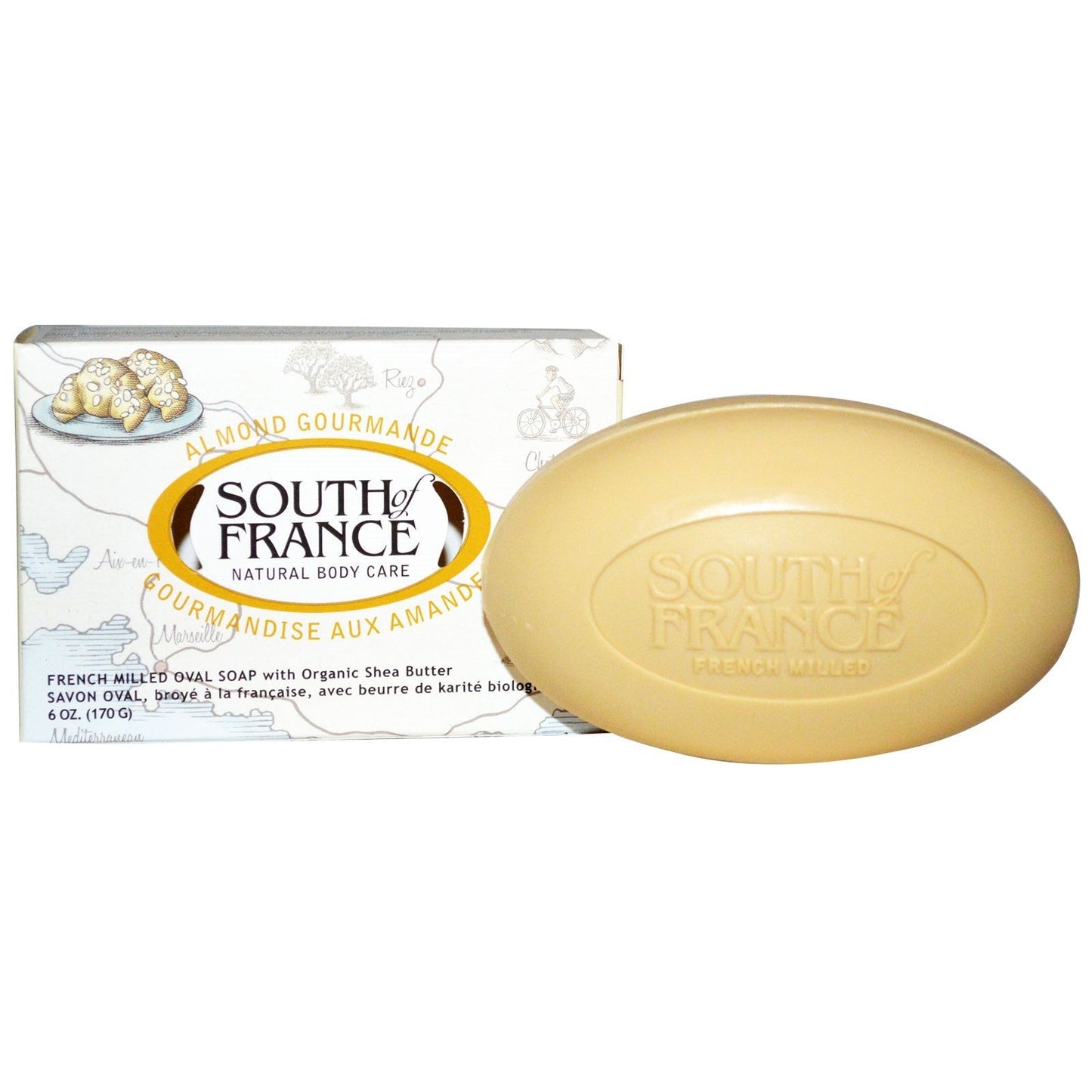 South Of France Natural Bar Soap, Almond, 6 Ounce