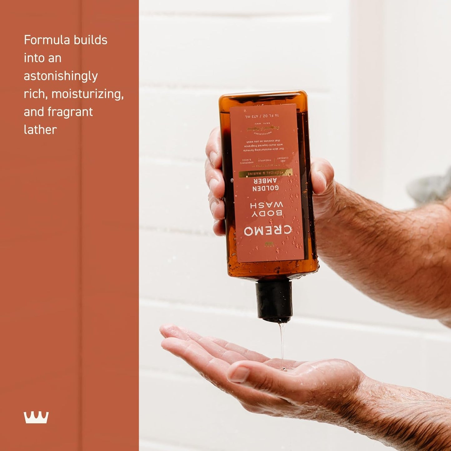 Cremo Golden Amber Body Wash | Rich Lather | For Men | 16 Fl Oz